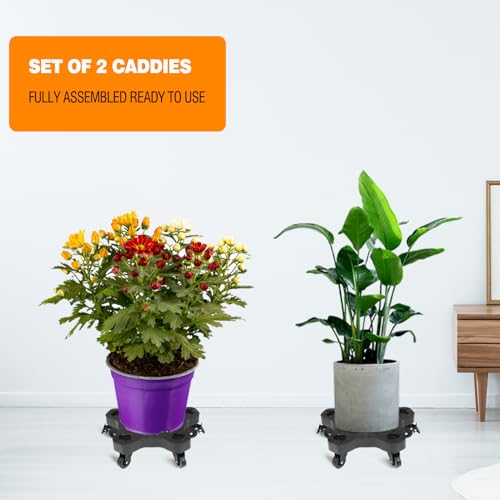 2Packs 14in Plant Caddy with Wheels - 14inch Indoor Outdoor Plant Stand No Assembly Required Flowerpot Down Under Plant Caddie Rolling Plant Dolly with casters Heavy Duty Round Pot Mover Planter