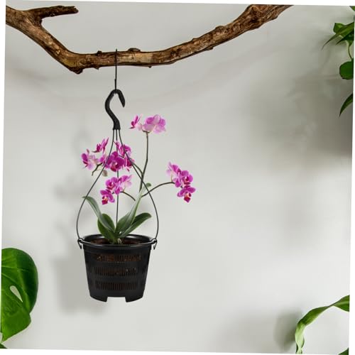 Happyyami 5 Sets Hanging Plant Pot Plastic Orchid Planter with Hook Root Controlling Pot for Indoor Outdoor Balcony Patio Garden Home Decorations