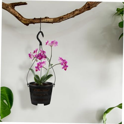 Happyyami 5 Sets Hanging Plant Pot Plastic Orchid Planter with Hook Root Controlling Pot for Indoor Outdoor Balcony Patio Garden Home Decorations