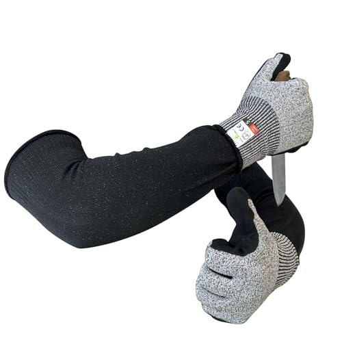 Cut Resistant Nitrile Gloves and Sleeves with EN388 Level 5 Protection - color: Black+grey