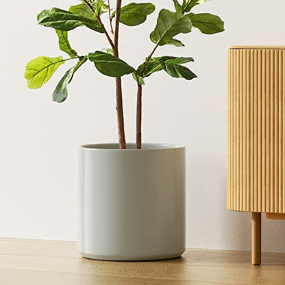 LE TAUCI 12 Inch Pot for Plants, Ceramic Indoor Planter, Mist Gray - color: Mist Gray
