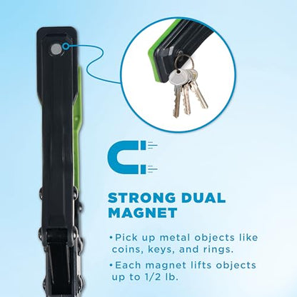 Folding Grabber Reacher Tool, 36-Inch, Green Gripper, Magnetic Tip - color: Green