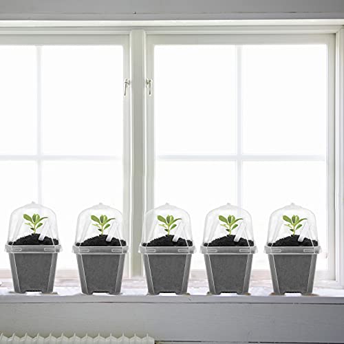 10 Pcs 4" Clear Plant Nursery Pot with Humidity Dome, Plastic Gardening Pot - color: 10pcs-white, size: 4 Inch