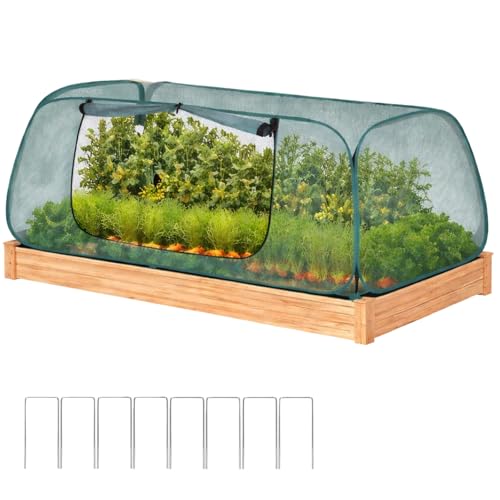 1Pack Raised Garden Bed Covers, Pop Up Mesh Plant & Vegetable Cover,30% Sunblock Plant Shade Tent, Outdoor Planter Protection, Sun & Insect Guard - color: Green