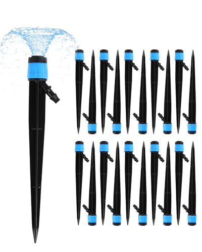 20PCS Drip Irrigation Emitter Vortex: Automatic Watering System Kits for 1/4 inch Tube Hose for Indoor Plants Outdoor Garden Flower Beds Raised Growing Lawn Tree Patio Hydroponic