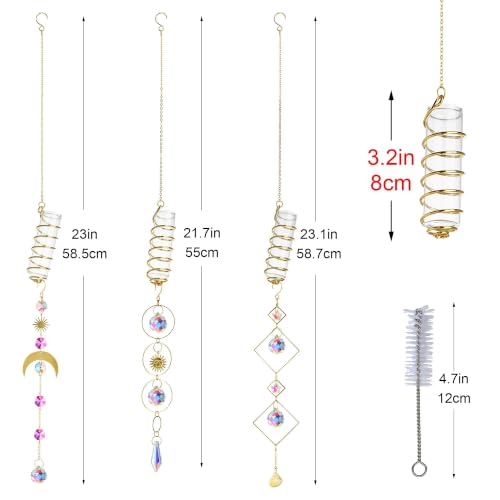 3pcs Crystal Suncatchers with Plant Propagation Tubes for Window Wall - color: Golden-3pcs