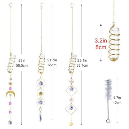 3pcs Crystal Suncatchers with Plant Propagation Tubes for Window Wall - color: Golden-3pcs