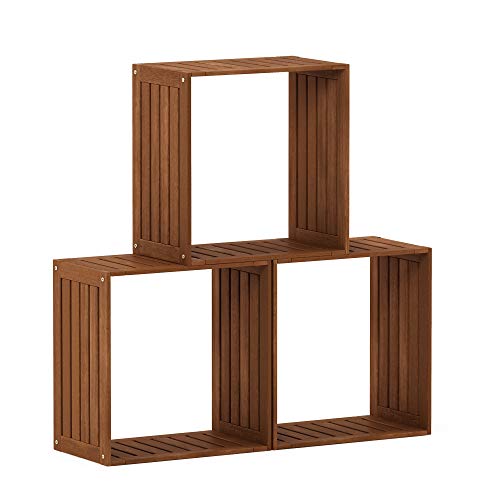 Furinno TIOMAN Set of Three Outdoor Storage Boxes, 19.4W x 19.5H, Natural - size: 3-Cube