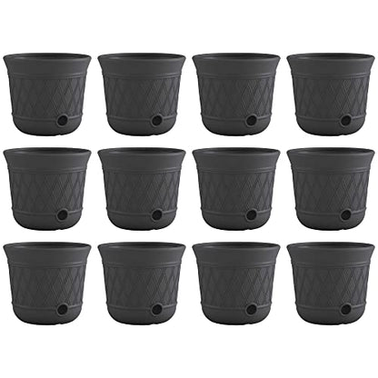 Suncast 12 Pack 14" x 12" Round Resin Decorative Weatherproof Outdoor Hideaway Standard Garden Hose Storage Pot with Drainage Holes, Gray - size: 12 Pack