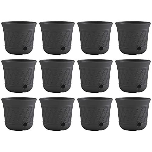 Suncast 12 Pack 14" x 12" Round Resin Decorative Weatherproof Outdoor Hideaway Standard Garden Hose Storage Pot with Drainage Holes, Gray - size: 12 Pack