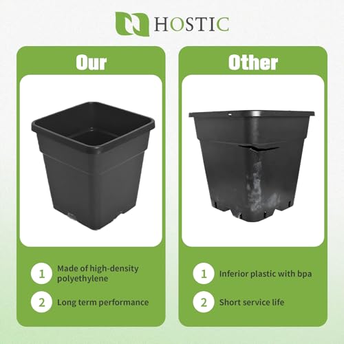 HOSTIC 3 Gallon Square Nursery Pots Flexible Plastic Pots for Plants Gallon Pot with Drainage Holes 10 Pcs - color: Black, size: 3 Gallon-10Pcs