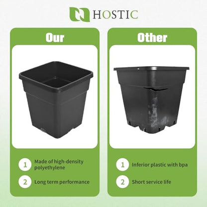 HOSTIC 3 Gallon Square Nursery Pots Flexible Plastic Pots for Plants Gallon Pot with Drainage Holes 10 Pcs - color: Black, size: 3 Gallon-10Pcs