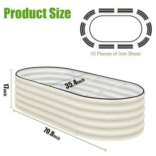 SnugNiture Galvanized Raised Garden Bed, 6x3x1.5ft Oval Metal Planter Box for Planting Outdoor Plants Vegetables - color: White, size: 6x3x1.5 ft