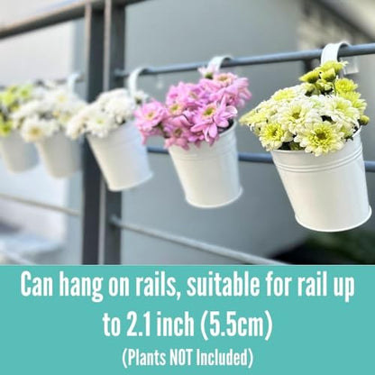 LaLaGreen Rail Planter (4 in, 10 Pack) White Metal Railing Flower Pots - size: 4 Inch (White)
