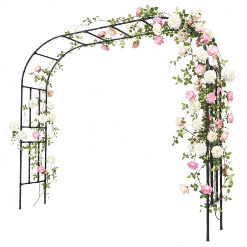 Garden Arch, 98.5’’x94.5’’ Arbor Trellis, Garden Arch Trellis for Climbing Plants Outdoor, Arbor for Flower, Climbing Vine Vegetable, Fruit and Lawn(Black) - color: 99'' L/Black, size: Double-Sided/95'' H