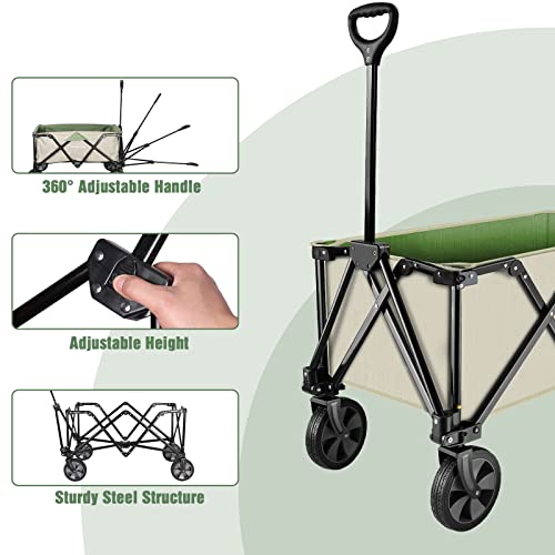 HAUSHOF Collapsible Outdoor Utility Wagon, 176 lb Load Capacity, Green - color: Green