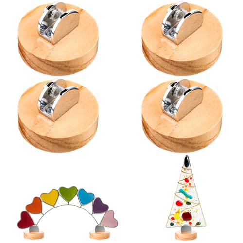 Kathfly 4 Pcs Mini Wood Adjustable Glass Art Stands Display Easel - color: Wood, size: 5 x 5 x 1.5 cm