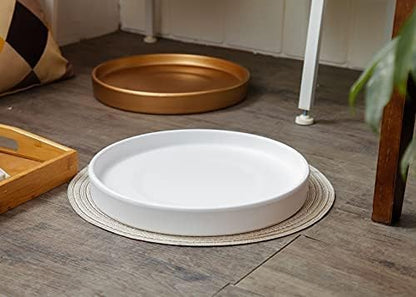 9 inch Matte White Ceramic Plant Saucer Set of 2 with Plant Saucer mat - color: White, size: 9 Inch (2 Pack)