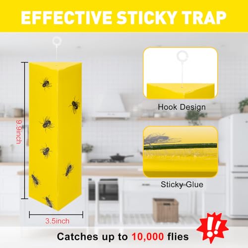 12 Pack Sticky Fly Traps Indoor Outdoor Hanging - size: 12 pack