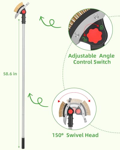 3-in-1 Crack Weeder Long Handle, Adjustable Crevice Weeding Tool with Stainless Steel Weed Brush and 2 Scrapers Weed Puller Tool for Driveway, Sidewalk, Lawn to Remove Weeds Moss Dirt (58.6")
