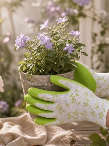 1Pair Nylon Gardening Latex Gloves, Suitable for Women Garden Planting, Digging and Weeding, Multi-purpose Gloves - color: Green
