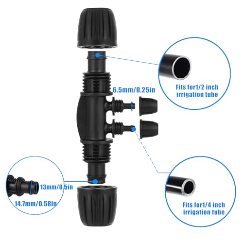 10 Pcs Barbed Tee 4-Way,1/2 to 1/4 Inch Tubing Irrigation Fittings - size: 10 Pcs 1/2 to 1/4 Inch Locked Barbed 4-Way