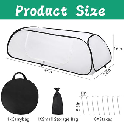 2 Pcs Pop Up Winter Garden Rows Plant Covers, 45" x 22" x 16" Raised Garden Beds Vegetable Rows Cold-proof Plant Protector, Freeze Protection Raised Bed Cover Accelerator for Snow Frost Protection - color: White-2Pc
