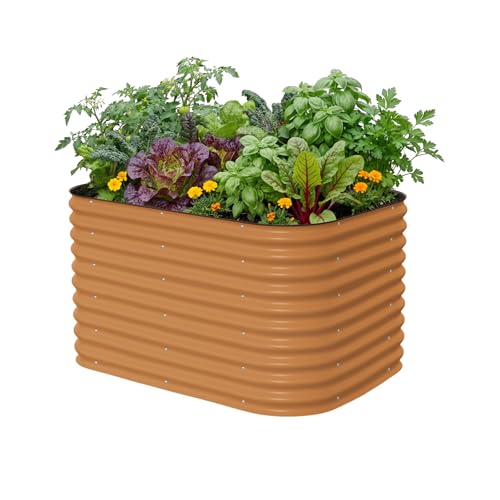 32" Extra Tall Raised Garden Bed Kits, 3.5 x 5 x 2.7ft Raised Planter Box Outdoor, 2 x 6.5 x 2.7ft Deep Root 6 in 1 Modular Metal Raised Beds for Gardening Vegetables Flowers Fruits - Terra Cotta - color: Terra Cotta, size: 6IN1 Modular