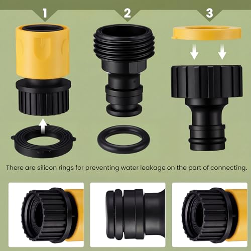 Hotop 16 Pcs Garden Hose Quick Connector, 3/4 Inch Fittings, Yellow - color: Yellow