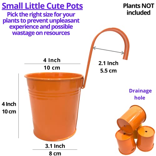 LaLaGreen Rail Planter for Outdoor Plants (4 in, 10 Pack) Orange Metal Pots - size: 4 Inch (Orange)