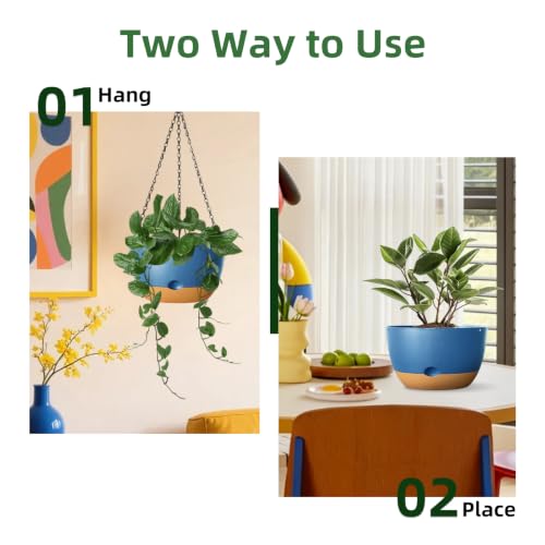Hanging Planters, 4 Pack, Self-Watering, 7.5 Inch, Blue - color: Blue, size: 7.5 Inch