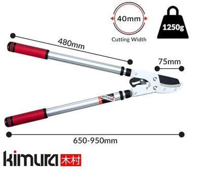 Kimura® Pro Heavy Duty Garden Loppers - 25-37", Premium Anvil Lopper with Advanced Ratchet Mechanism, Lightweight Telescopic Handles, Japanese SK5 Steel Blades, Extendable Garden Loppers - size: 25"-37" Ratchet