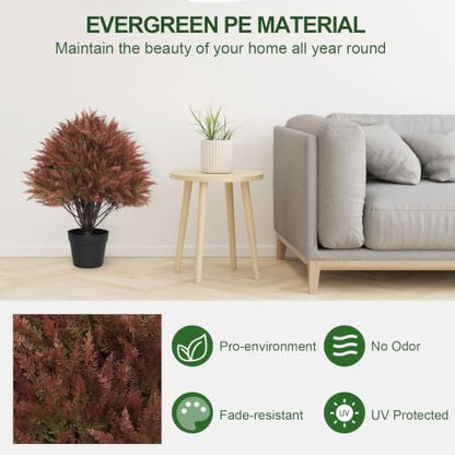 24" Fall Topiary Artificial Outdoor Plants, Faux Cedar Bushes & Shrubs - color: Red Green Mix Cedar