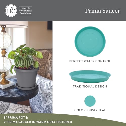 The HC Companies Round Prima Flower Pot Saucers - Plastic Plant Saucer for Outdoors & Indoors - Traditional Plant Pot Trays for Water Drainage -Durable Plant Tray (5-inch Dusty Teal, Pack of 1) - color: Dusty Teal, size: 5", style: Pack of 1