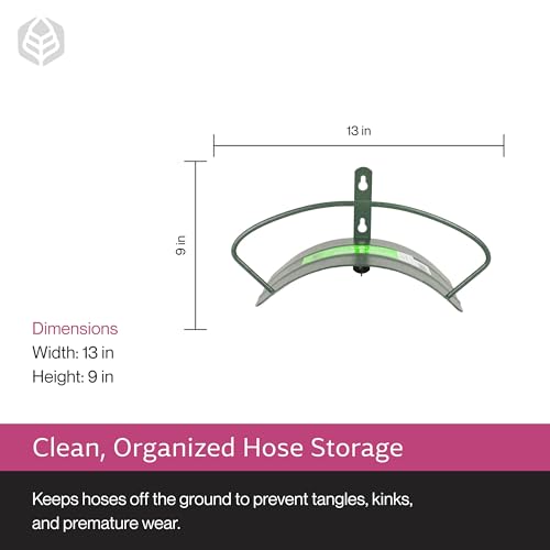 Yard Butler Heavy Duty Wall-Mounted Hose Hanger - Classic Design, Green - color: Weathered Green, size: 5/8"