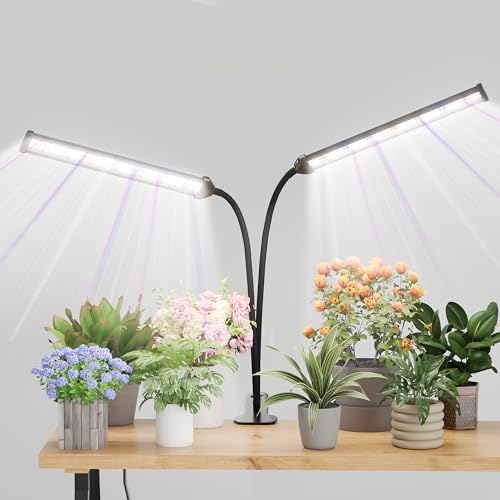 GooingTop Grow Light,24W (160Watts Equiv) 5000K White Full Spectrum LED Growing Lamp Clip on Desk for Indoor Plants,Bulbs Replaceable & Non-dimmable (Black, 80Watts) - size: 80Watts