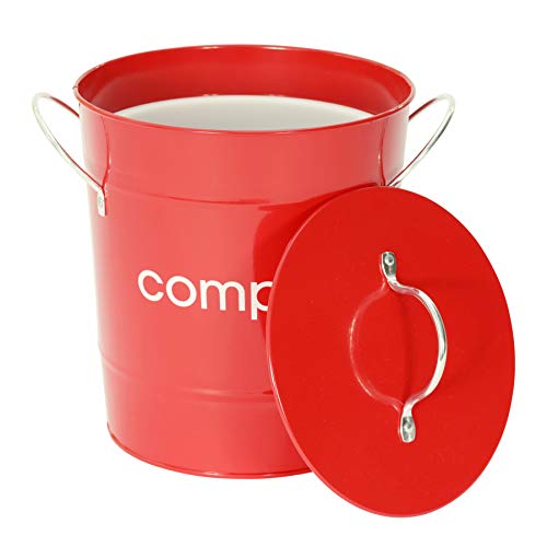 Premier Red Compost Bin, Kitchen & Garden, Steel, 3L, H21 x W19 x D19cm
