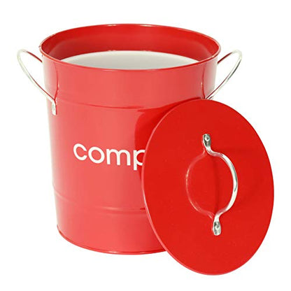 Premier Red Compost Bin, Kitchen & Garden, Steel, 3L, H21 x W19 x D19cm