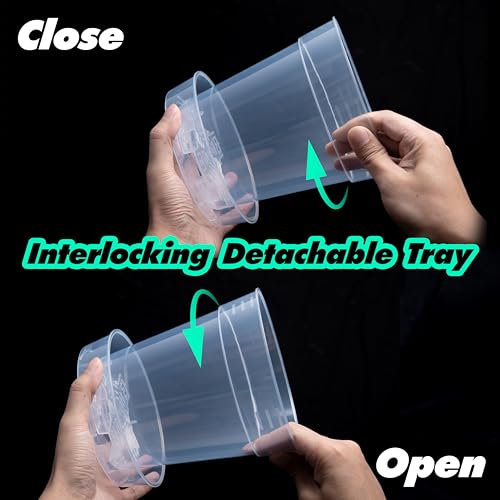 1 Gallon 6 Inch Clear Plastic Plant Pot with Drainage Holes, Interlocking & Detachable Tray - Deep Saucer - Durable BPA-Free Plastic, Transparent Design, Raised Base for Airflow, Set of 6, 92-X-A-6 - size: 6.5" x 7"