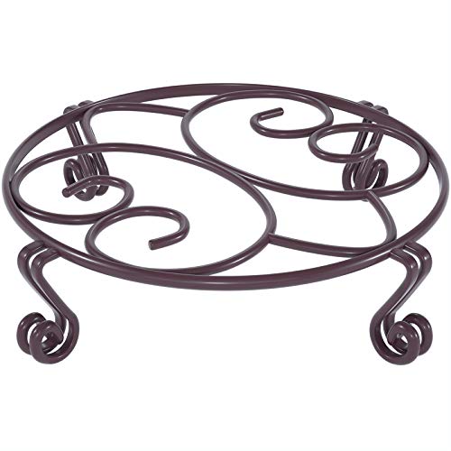 Yimobra Original Patented Plant Stand for Flower Pot Heavy Duty Potted Holder Indoor Outdoor, Metal Rustproof Iron Garden Container Round Supports Rack for Planter Bronze, Brown 9.4 Inches - color: Brown, size: 9.4 x 2 inches