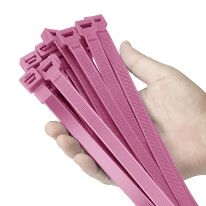 Armpow 24 inch Pink Zip Ties Heavy Duty 50 PACK, 250 LBS Ultra Exclusive Strong Plastic Wire Ties, Large Cable Ties Extra Long Tie Wraps, Indoor and Outdoor UV Resistant - color: Pink