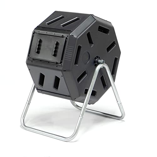 FCMP Outdoor IM2000 Tumbling Composter Canadian-Made, 100% Recycled Resin - Outdoor Rotating Compost Tumbler Bin for Garden, Kitchen, and Yard Waste, Black (22 Gallon) - size: 22 Gallon