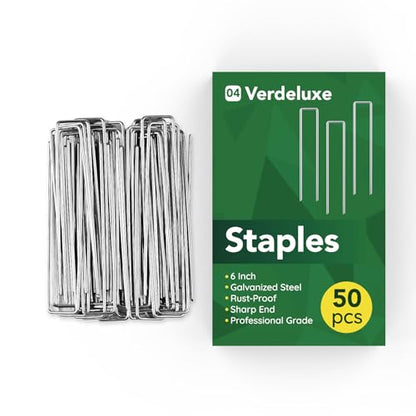 Verdeluxe 50 Pack Garden Staples,6 Inch 11 Gauge Galvanized Garden Stakes - size: 6inch/50pcs