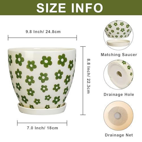 MPotTo Ceramic Flower Pot, 10 Inch, White - color: Petal White, size: 10 Inch