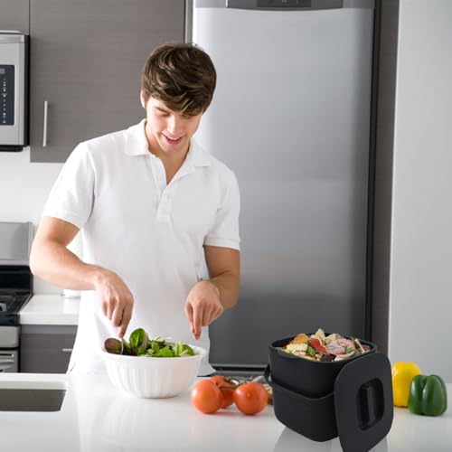 4L Kitchen Compost Bin, Black - color: Black