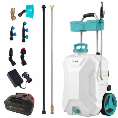 10.5 Gallon Wheeled Battery Sprayer, 12V 4Ah for Lawn & Garden - size: 10.5 Gal