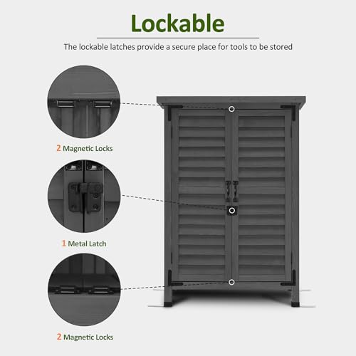 MCombo Small Outdoor Storage Cabinet, Wood Shed with Shelf 0985 (Gray) - color: Gray