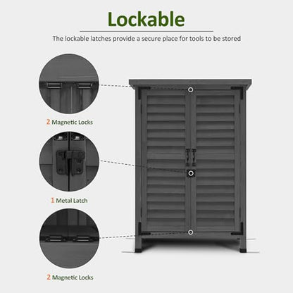 MCombo Small Outdoor Storage Cabinet, Wood Shed with Shelf 0985 (Gray) - color: Gray