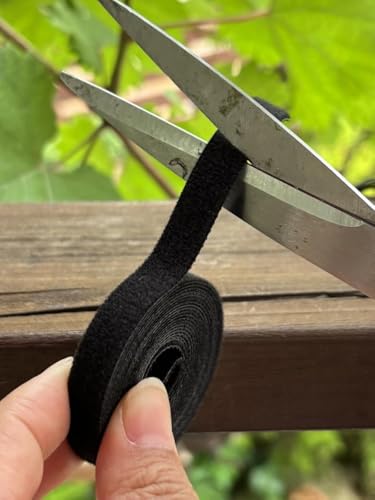 3Rolls Nylon Plant Ties Reusable Self Adhesive Plant Fastener Tape for Support Garden Supplies,200Ccm (Black) - color: Black