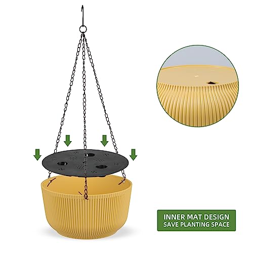 Dexceder 11.2 Inch Self Watering Hanging Planter (2 Pack, Yellow) - color: Yellow, size: 11.2 inch